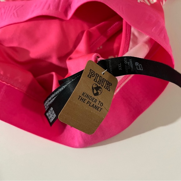 Victoria’s Secret Pink Bra size XXL Active lightly padded  New Pink with white - Picture 3 of 5